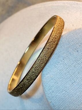 Vintage Monet Gold Tone Stardust Bangle Bracelet | Textured Sparkle | Designer